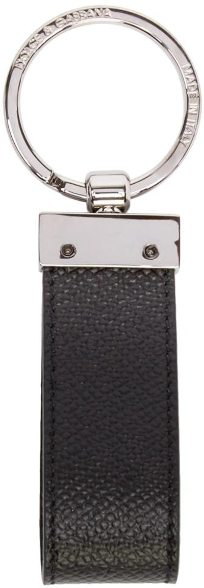 Shop Dolce & Gabbana Black Leather Classic Keychain