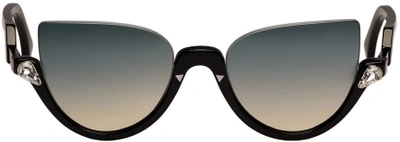 Fendi Blink Half-rim Crystal Cat-eye Sunglasses