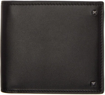Shop Valentino Black  Garavani Mini Rockstud Wallet