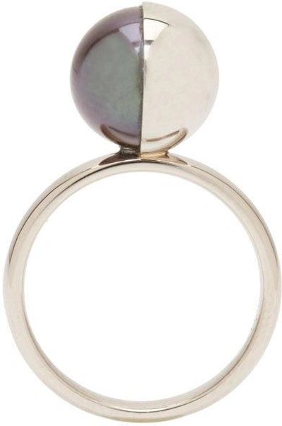 Shop Melanie Georgacopoulos White Gold Peacock Pearl Tasaki Edition Ring In Peacock/white Gold