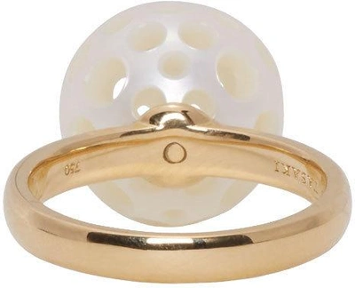 Shop Melanie Georgacopoulos Gold Drilled Pearl Tasaki Edition Ring In White Pearls/yellow