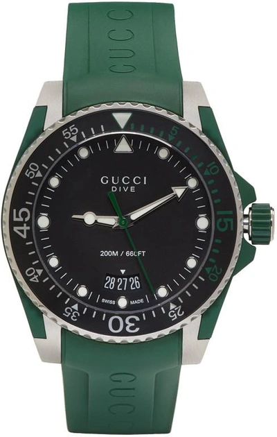 Shop Gucci Green And Silver Dive Watch