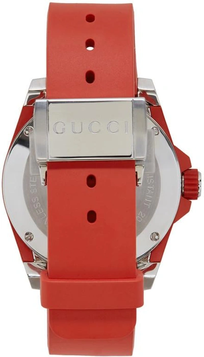 Shop Gucci Red And Silver Dive Watch