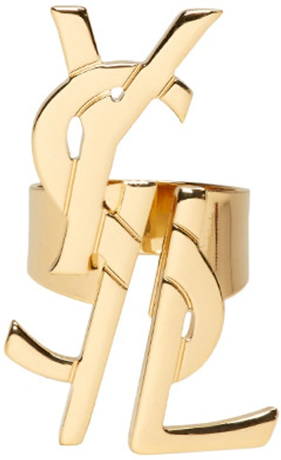 Saint Laurent Deconstructed Monogram Golden Ring