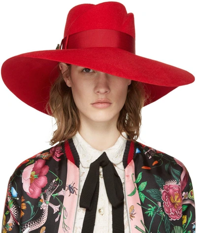 Shop Gucci Red Anita Fedora In 6400 Red