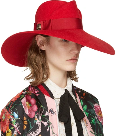 Shop Gucci Red Anita Fedora In 6400 Red