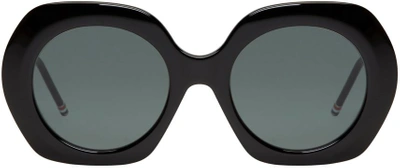 Shop Thom Browne Black Oversized Sunglasses In Black/dark