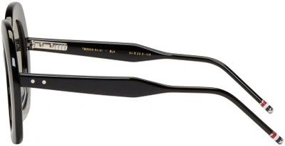 Shop Thom Browne Black Oversized Sunglasses In Black/dark