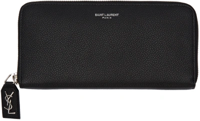 Saint Laurent Rive Gauche Zip Continental Zip Wallet In Black