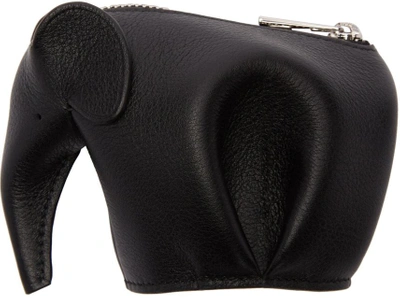 Shop Loewe Black Elephant Coin Pouch In 1100 Black