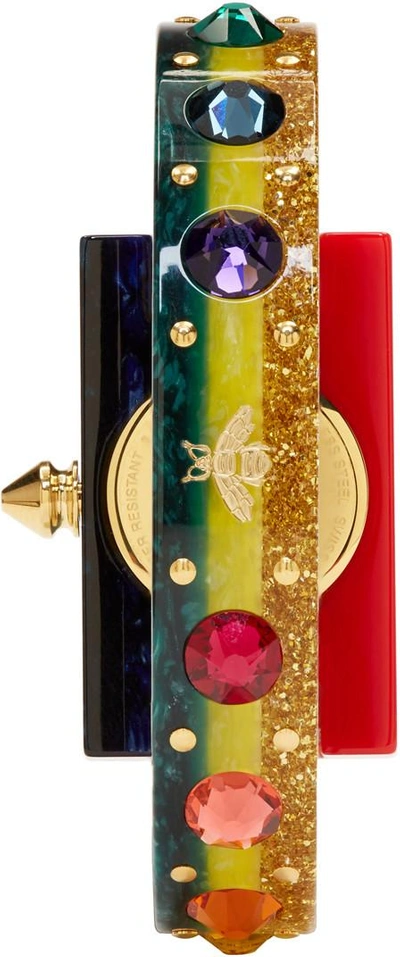 Shop Gucci Multicolor Rainbow Plexiglass Watch