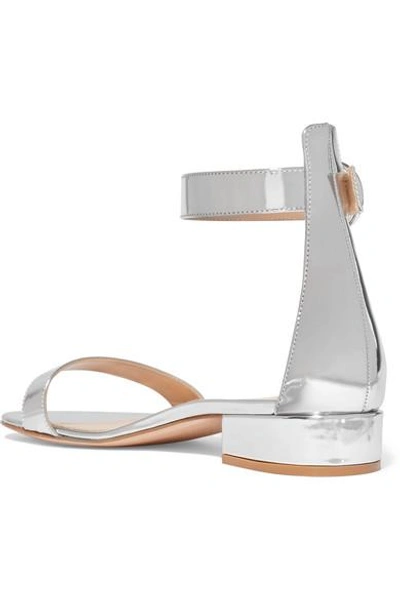 Shop Gianvito Rossi Versilia 20 Metallic Leather Sandals In Silver