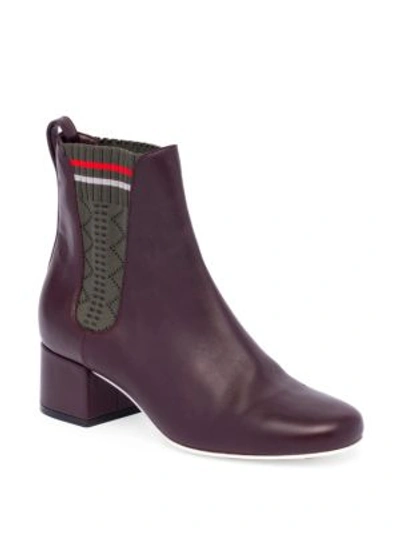 Fendi Perforated Paneled Leather Chelsea Boots In Burgundy