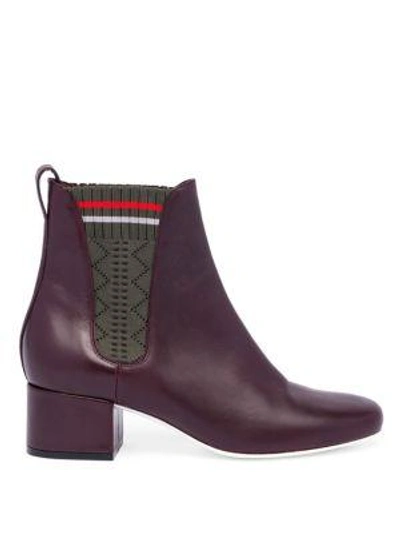 Shop Fendi Perforated Paneled Leather Chelsea Boots In Burgundy