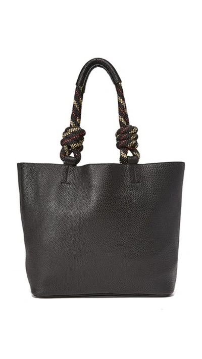 Rebecca Minkoff Climbing Rope Handle Pebbled Leather Tote In Black