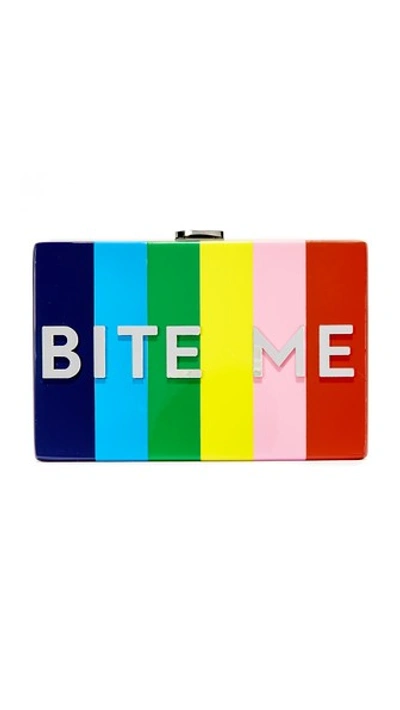 Milly Bite Me Box Convertible Clutch In Rainbow Multi/silver