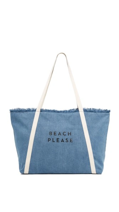Milly Beach Please Canvas Tote In Blue/natural