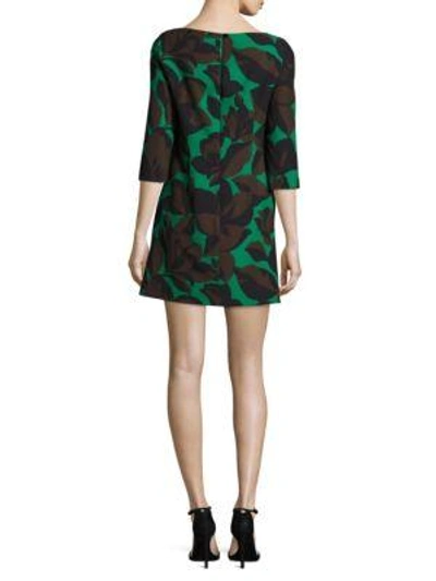 Shop Milly Floral Printed Cady Twiggy Dress In Emerald