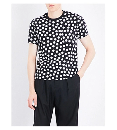 Shop Ami Alexandre Mattiussi Polka Dot Cotton-jersey T-shirt In Black