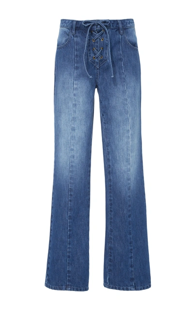Shop Ulla Johnson Alex Lace Up Cropped Jeans