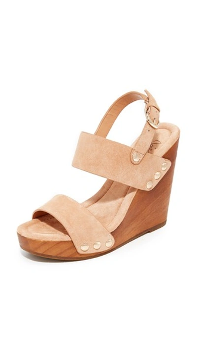 Joie Talia Suede Wedges In Pesca