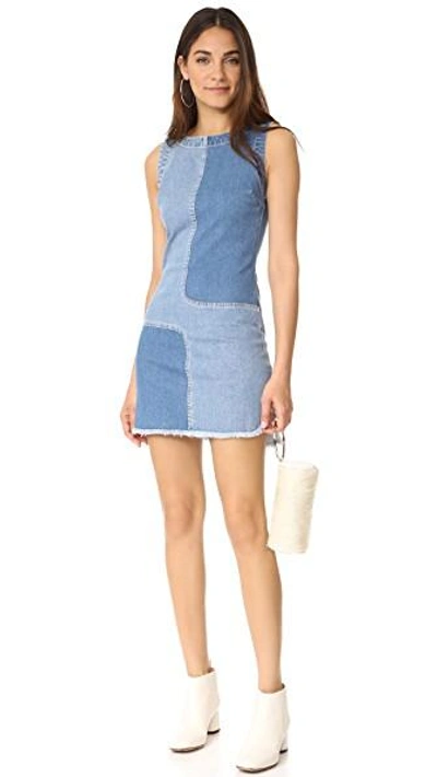 Shop Ag Indie Dress In Blue Mystery/patched