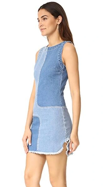 Ag Indie Two-tone Paneled Denim Dress, Blue In Blue Mystery-patched ...