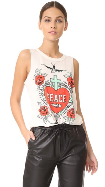 Chaser Peace And Love Tank In Vintage White
