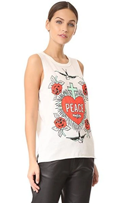 Shop Chaser Peace And Love Tank In Vintage White