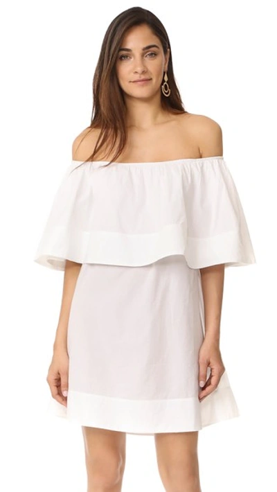 Apiece Apart Piper Petal Off-the-shoulder Ruffled Cotton Mini Dress In Cream