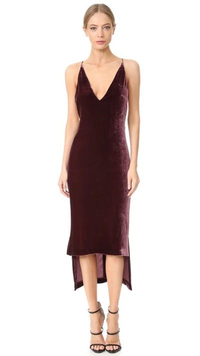 Dion Lee Asymmetric Velvet Midi Dress In Merlot | ModeSens