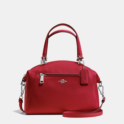 Coach Prairie Satchel In Polished Pebble Leather In Silver/red Currant