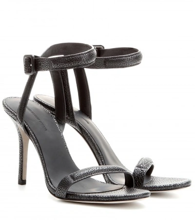 Alexander Wang Antonia Textured-leather Sandals In Llack