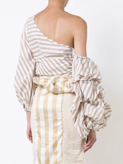 Shop Johanna Ortiz Striped One Shoulder Blouse