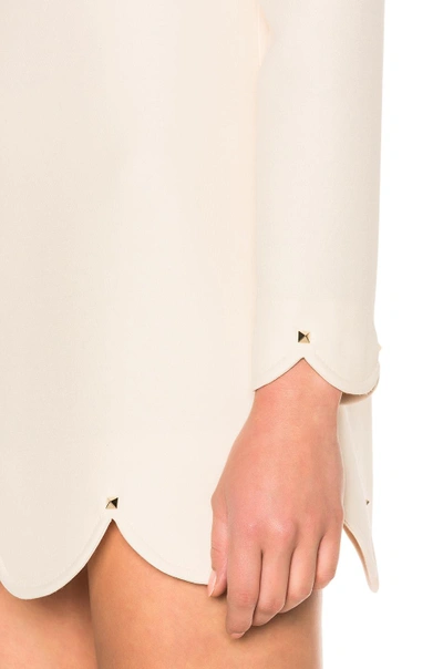 Shop Valentino Scallop Hem Mini Dress In Neutrals,white