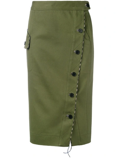 Altuzarra Curry Asymmetric-front Cotton-drill Skirt In Olive Green