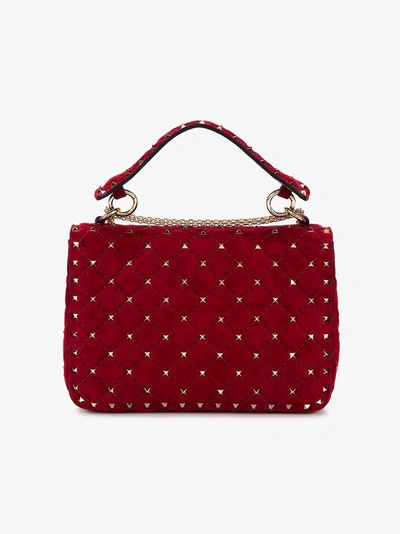 Shop Valentino Red Rockstud Spike Suede Shoulder Bag