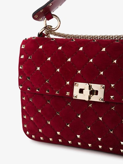 Shop Valentino Red Rockstud Spike Suede Shoulder Bag