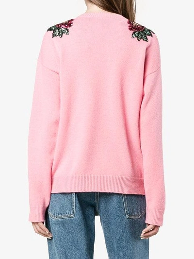 Shop Gucci Monkey Embroidered Jumper In Pink