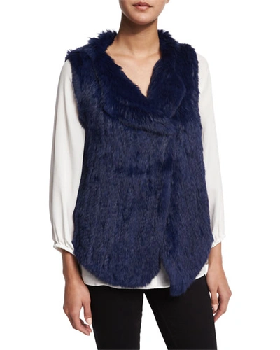 Joie Andoni Rabbit Fur Vest, Deep Sapphire