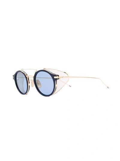 Shop Thom Browne Round Sunglasses In Metallic