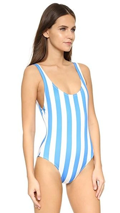 Shop Solid & Striped Anne Marie Swimsuit In Blue/cream Stripe