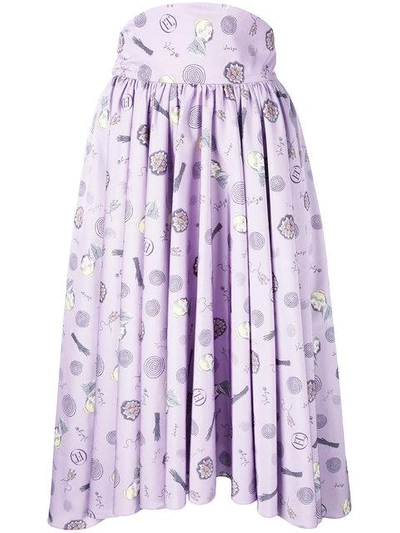 Shop Olympia Le-tan Frances Printed Skirt - Pink & Purple