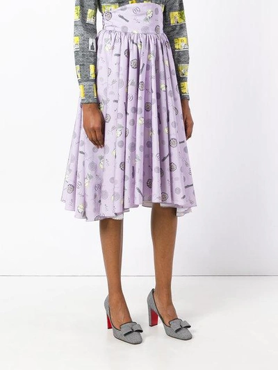 Shop Olympia Le-tan Frances Printed Skirt - Pink & Purple