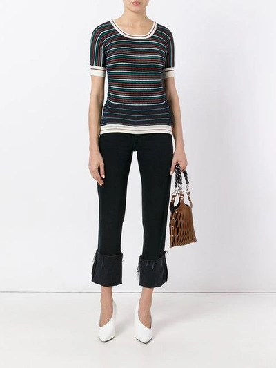 Shop Sonia Rykiel Striped Knitted T-shirt - Multicolour