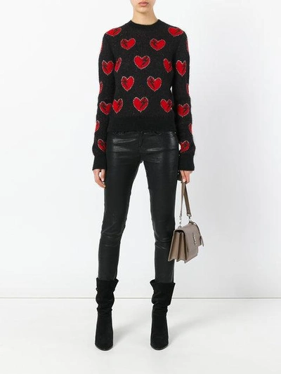 Shop Saint Laurent Heart And Lightning Sweater - Black