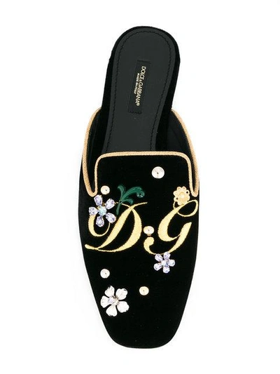 花卉logo刺绣穆勒鞋