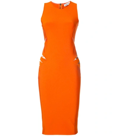 Shop Mugler Orange Cut Out Detail Dress