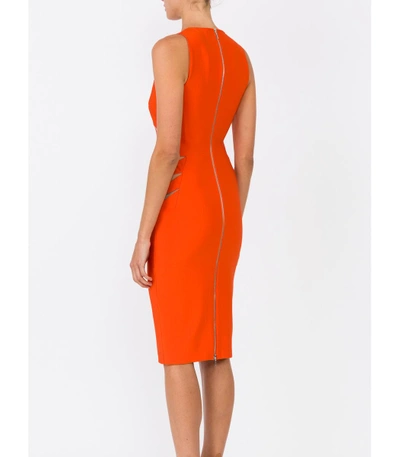 Shop Mugler Orange Cut Out Detail Dress