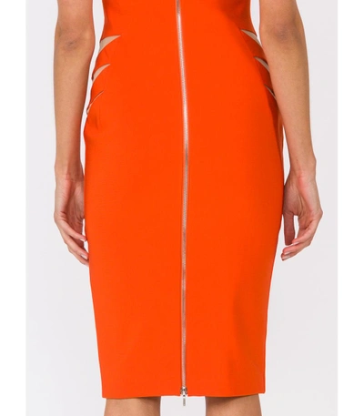 Shop Mugler Orange Cut Out Detail Dress